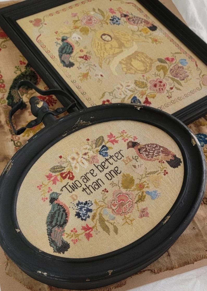 QUAINT ROSE NEEDLEARTS "Antique Birds and Angel" Counted Cross Stitch Pattern, Sampler, Chart, Booklet Only