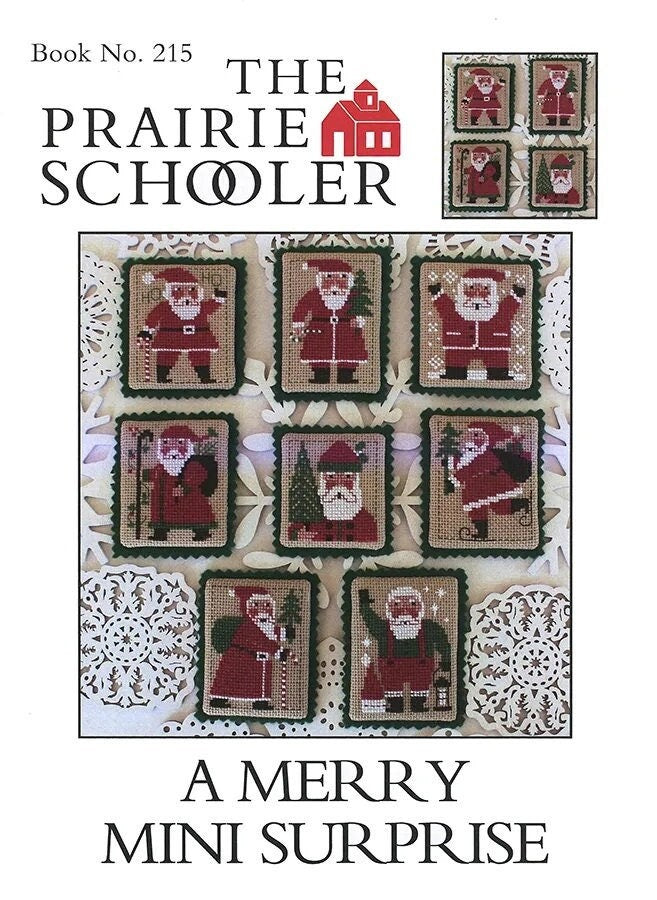 A MERRY MINI SURPRISE ~ The Prairie Schooler Santas 2022, Counted Cross Stitch Pattern, Chart, Book No. 215