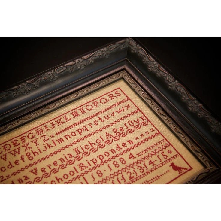 Hands Across The Sea Samplers "EDNA VERENIA NICHOL ~ 1884" Red Sampler, An English School Girl Sampler, Cross Stitch Booklet