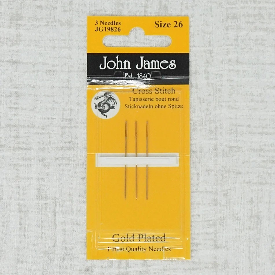 JOHN JAMES Size 26 Gold Plated Tapestry Needles, 3 per Pack, Cross Stitch