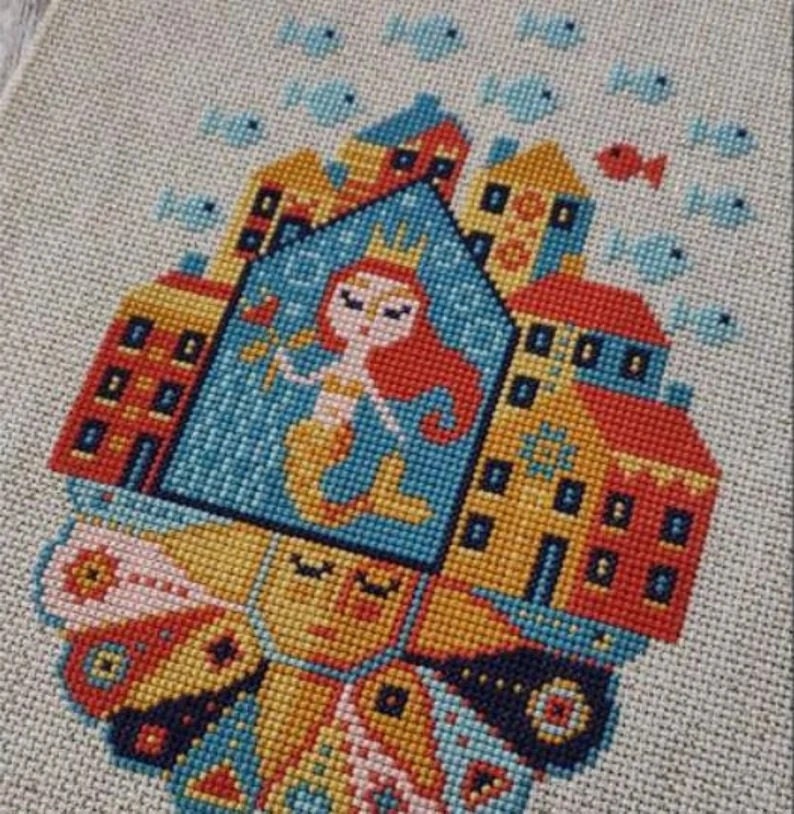 BARBARA ANA DESIGNS "Little Red Fish" Counted Cross Stitch Pattern, Chart, Paper Pattern