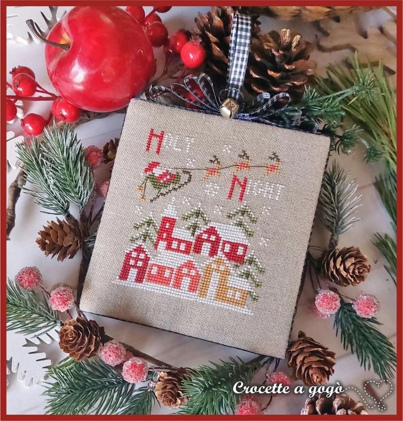 Crocette A Gogo  "Christmas Vintage Series #8 - Notte Santa"  Counted Cross Stitch Pattern  Monthly Series, Paper Pattern