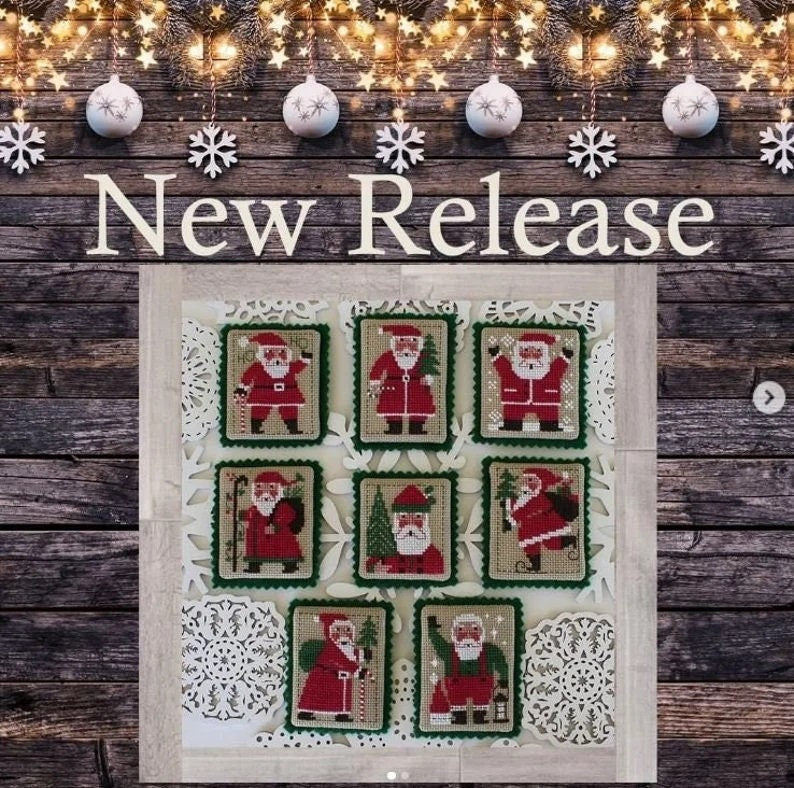 A MERRY MINI SURPRISE ~ The Prairie Schooler Santas 2022, Counted Cross Stitch Pattern, Chart, Book No. 215