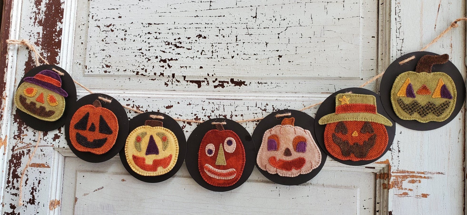 Sew Cherished "Ghouly Gang Kit" Includes Wool Applique Pattern, Hand-Dyed Wool, All 7 Patterns, Halloween, Pumpkins, Fall, Holidays