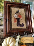 Sew Cherished "Something To Crow About"  Includes Punch Needle Pattern  Finished Size 6" x 8.25""  Pumpkins, Black Crow, Witches Boot