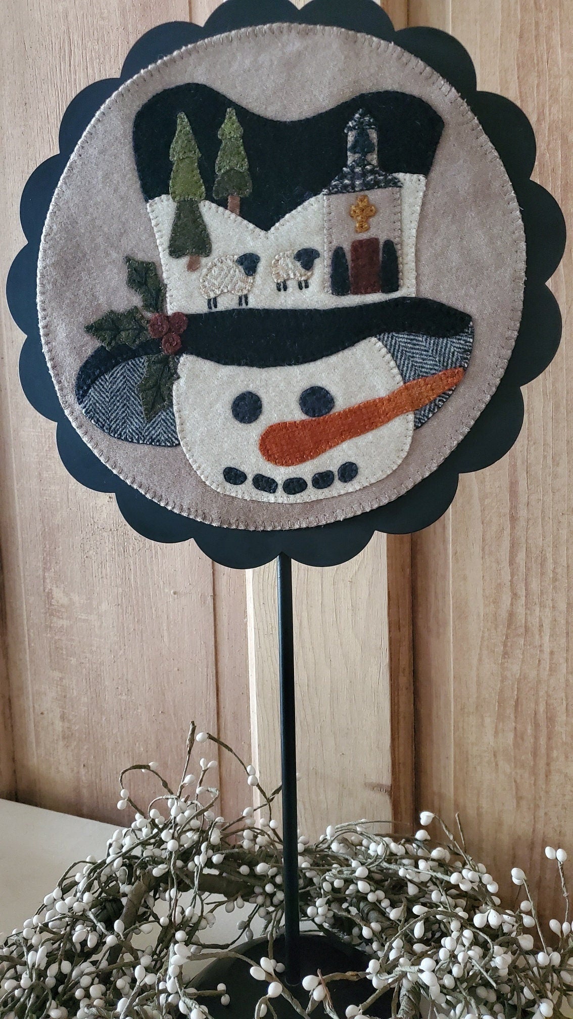 Sew Cherished "A Round The Year January"  Includes Wool Applique Pattern, 10" Diameter, Pattern Only