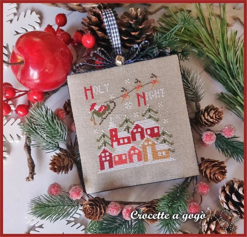 Crocette A Gogo  "Christmas Vintage Series #8 - Notte Santa"  Counted Cross Stitch Pattern  Monthly Series, Paper Pattern