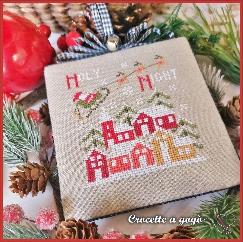 Crocette A Gogo  "Christmas Vintage Series #8 - Notte Santa"  Counted Cross Stitch Pattern  Monthly Series, Paper Pattern