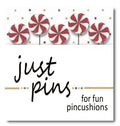 JUST ANOTHER BUTTON Co. "Just Pins - Just Peppermint Swirls" Pincushion Pin Embellishments,  Stainless Steel Pins, Assortment of 5