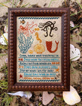 CARRIAGE HOUSE SAMPLINGS "Ebb & Flow" Counted Cross Stitch Chart, Mermaid, Beach, Summer, Needlework Expo 2022 Market Release, Pattern Only