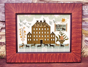 CARRIAGE HOUSE SAMPLINGS "Black Horse Inn" Counted Cross Stitch Pattern, Chart, Sampler, Pattern Only