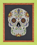 GLENDON PLACE "Sugar Skull No. 2" Cross Stitch Pattern KIT (Chart, Thread Pack & Embellishment Pack) Day of the Dead Collection