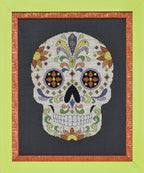 GLENDON PLACE "Sugar Skull No. 2" Cross Stitch Pattern KIT (Chart, Thread Pack & Embellishment Pack) Day of the Dead Collection