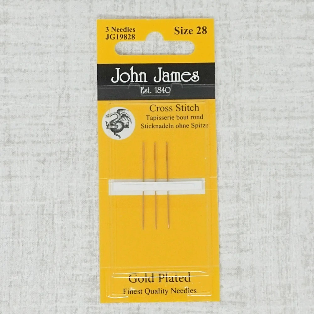 JOHN JAMES Size 28 Gold Plated Tapestry Needles, 3 per Pack, Cross Stitch