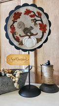 Sew Cherished "A Round The Year September KIT"  Includes Wool Applique Pattern, Hand-Dyed Wool  Finished 10"  Pumpkin, Squirrel, Autumn