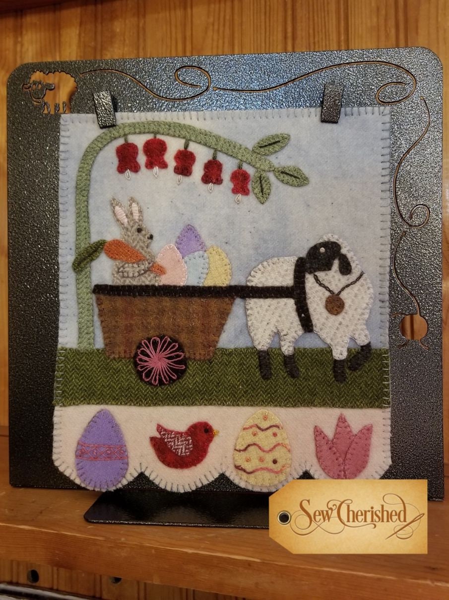 Sew Cherished "Simply Sheep April" • Includes Wool Applique Pattern • Finished 8" x 9" • Pattern Only