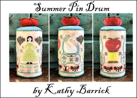 KATHY BARRICK "Summer Pin Drum" Counted Cross Stitch Pattern,  Pattern Only