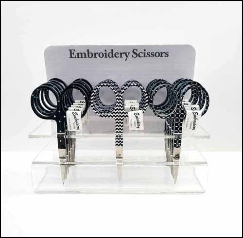 Embroidery Scissors Black & White ~ 3 3/4" ~ Flat Handles, Black with White Dots, Black and White ZigZags, or Black with White Circles