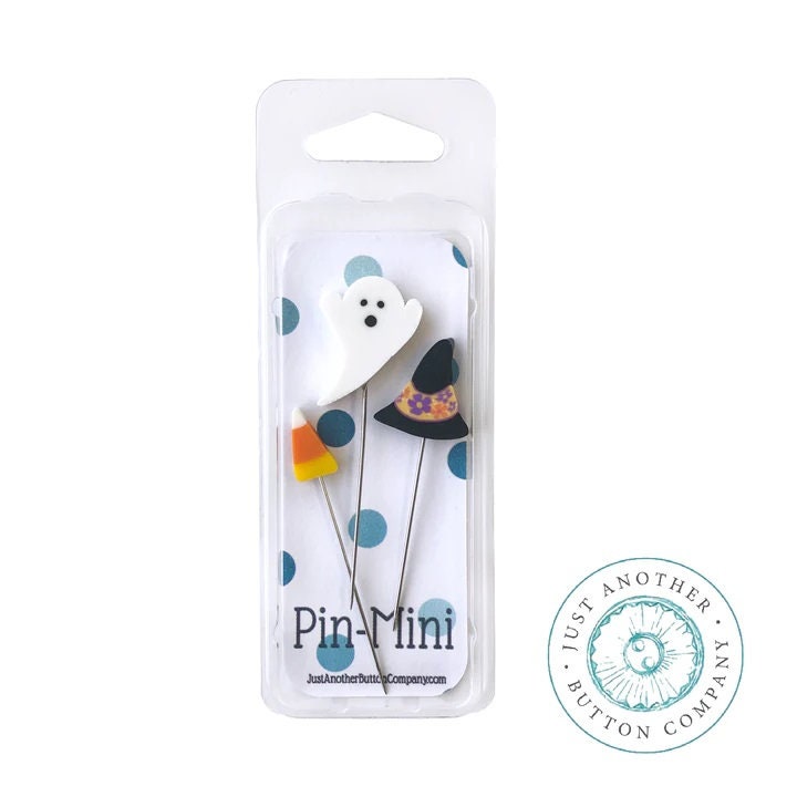 JUST ANOTHER BUTTON Company "Pin-Mini: Happy Haunting" Halloween, Fall, Pin Embellishments, Stainless Steel, Assortment of 3, JPM479