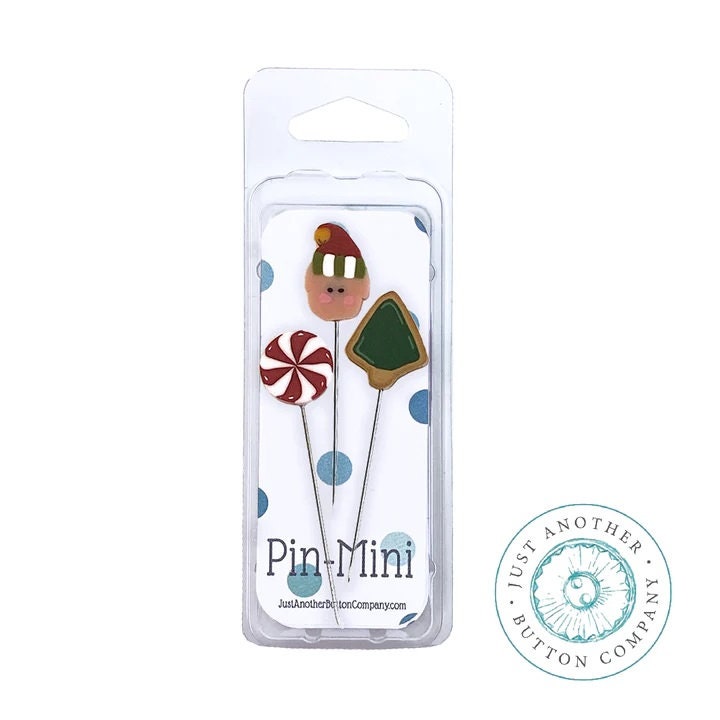 JUST ANOTHER BUTTON Co. "Pin-Mini: Elf's Sweet Shop (Limited Edition)" Pincushion Pin Embellishments, Stainless Steel, Assort. of 3, jpm519
