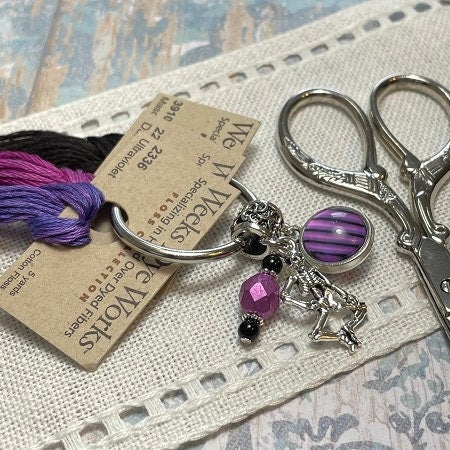 MY BIG TOE "Bone Dance Thread Keep"  Needlework Expo 2022  Glass Beads, Halloween, Skeleton, Silver Charms