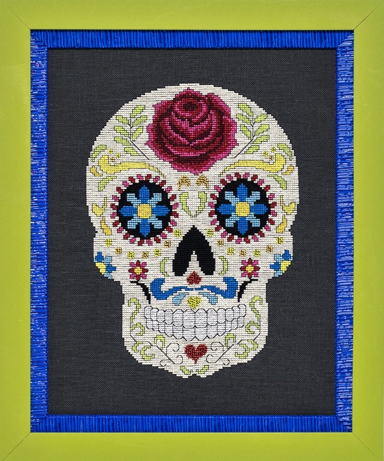 GLENDON PLACE "Sugar Skull No. 1" Cross Stitch Pattern, Chart, Day of the Dead Collection