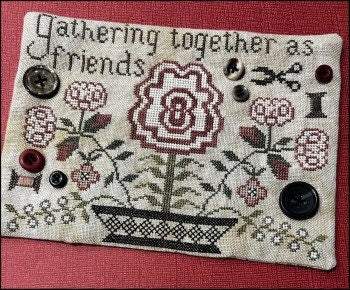 The SCARLETT HOUSE "Gathering Together"  Counted Cross Stitch Pattern  Sampler, Chart, Pattern Only