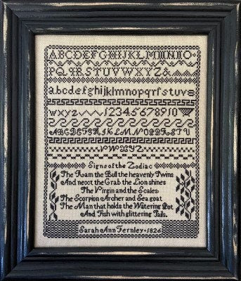 Just Stitching Along "Sarah Ann Fernley 1826" Counted Cross Stitch Pattern, Chart, Sampler, Pattern Only