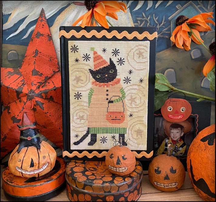 TERESA KOGUT'S Creative Whims "Tabby's Halloween"  Counted Cross Stitch Pattern  Halloween, Witch, Black Cat, Pattern Only
