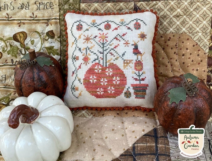 Pansy Patch Quilts and Stitchery "Autumn Crow~ Autumn Garden SAL" Counted Cross Stitch Pattern, Needlework Expo 2022, Pattern Only