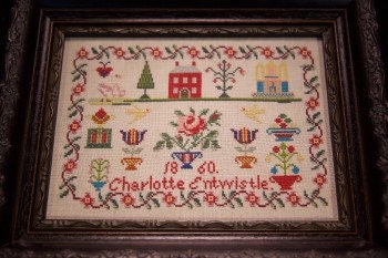 Hands Across The Sea Samplers  "Charlotte Entwistle 1860"  English Reproduction Sampler  Counted Cross Stitch Pattern  Pattern Only