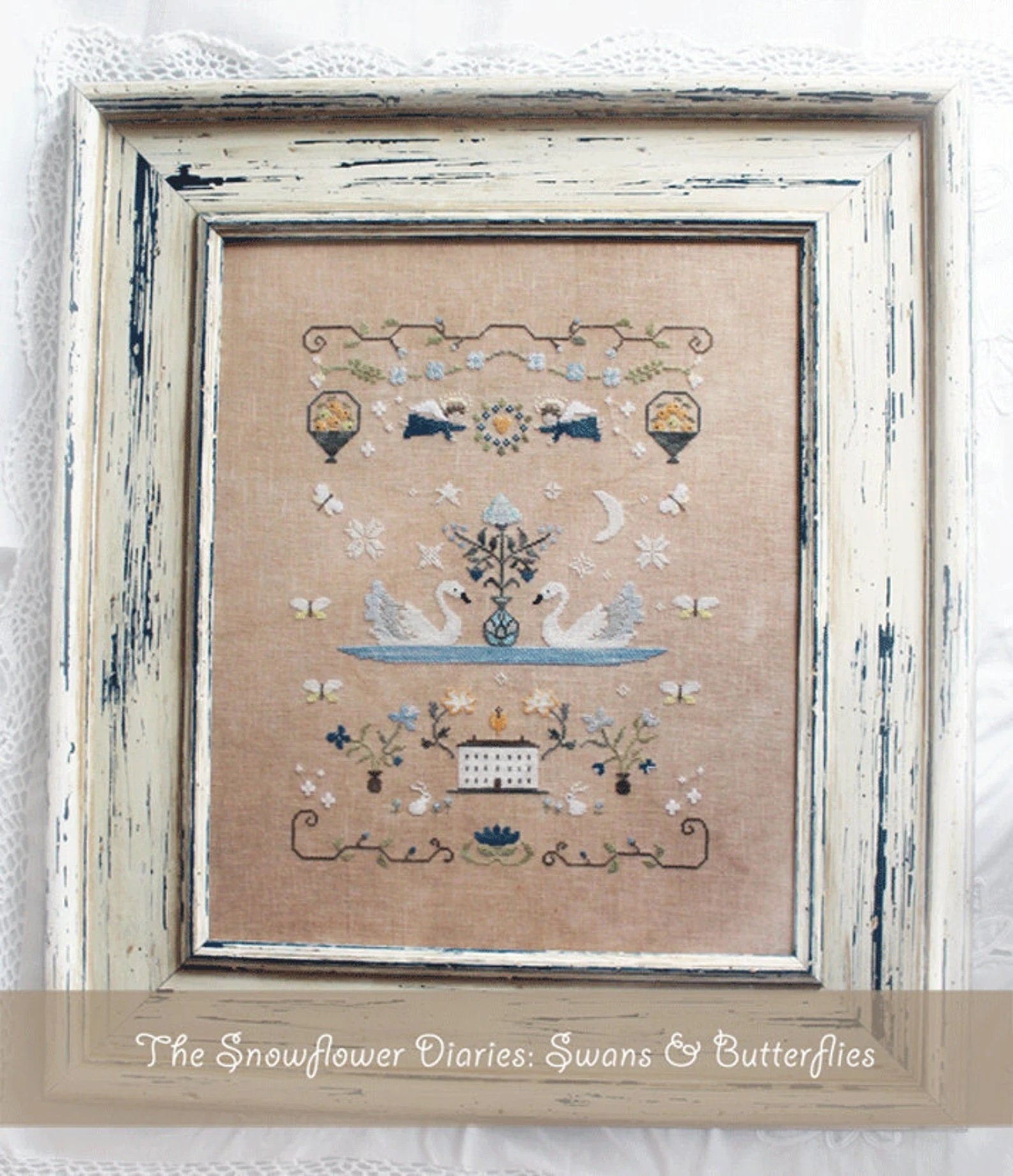 THE SNOWFLOWER DIARIES "Swans & Butterflies" Counted Cross Stitch Pattern, By Maja Matyas Szilagyi from Budapest Hungary, Pattern Only