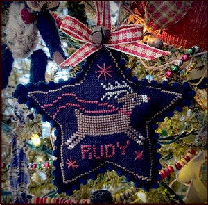TERESA KOGUT'S Creative Whims "Rudy Star Ornament"  Counted Cross Stitch Pattern  Christmas, Reindeer, Pattern Only