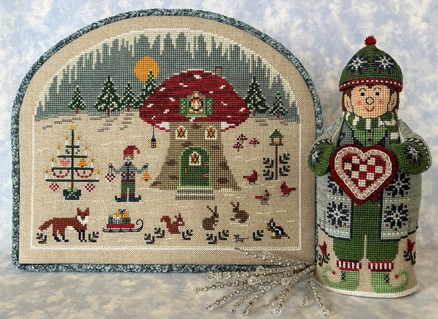 THE NEEDLE'S NOTION "Elf Land" Counted Cross Stitch Pattern, Chart, Farm Design, Winter, Christmas, Pattern Only