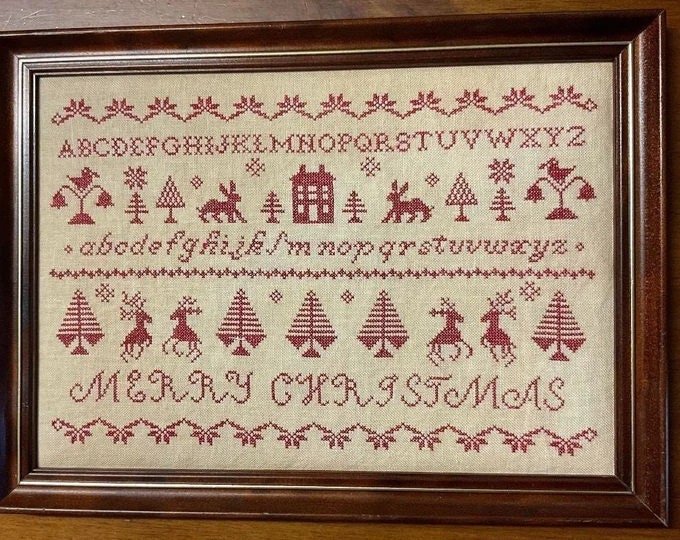 FROG COTTAGE DESIGNS "Christmas Redwork Sampler" Counted Cross Stitch Pattern, Chart, Sampler, Expo 2022 Release, Pattern Only