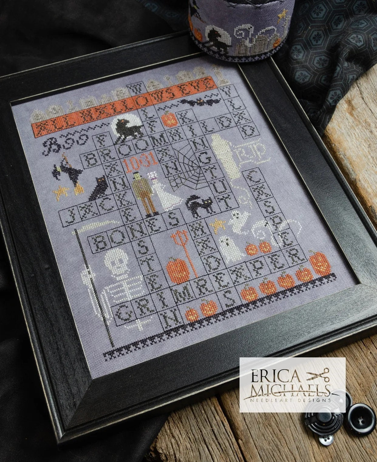 ERICA MICHAELS "All Hallows Eve" Counted Cross Stitch Pattern, Autumn, Halloween, Pattern Only