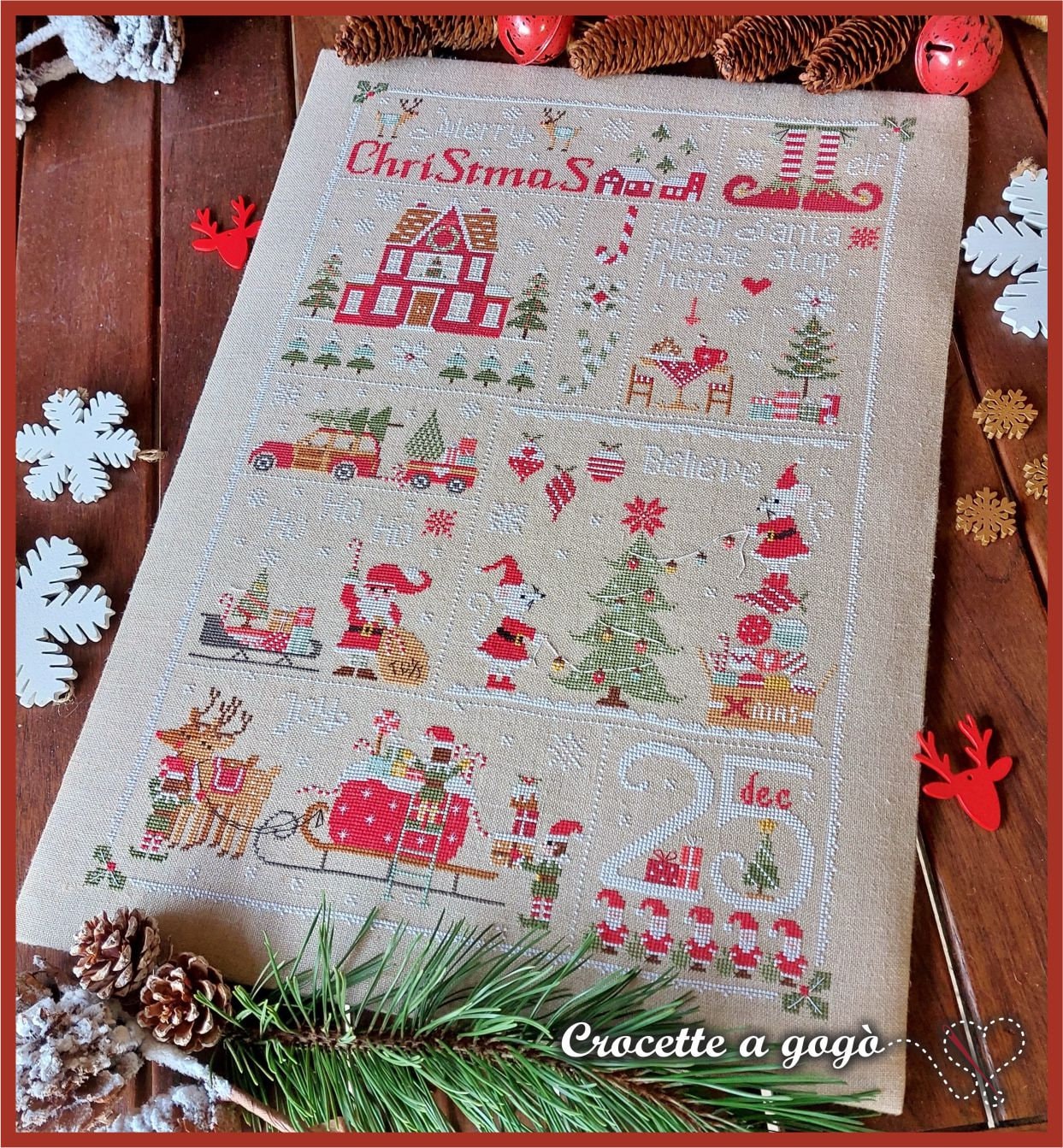 Crocette A Gogo  "WAITING FOR CHRISTMAS"  Counted Cross Stitch Pattern  Chart, Italy, Paper Pattern