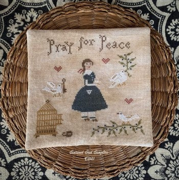 SCATTERED SEED SAMPLERS "Pray For Peace" Counted Cross Stitch Pattern, PinKeep, Chart, Pattern Only