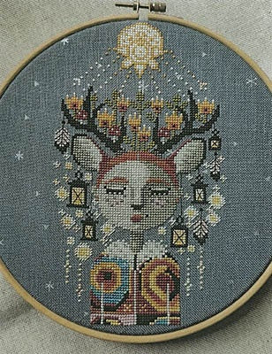 BARBARA ANA DESIGNS "Deer Dreams" Counted Cross Stitch Pattern, Chart, Dreaming Girls Series, Paper Pattern