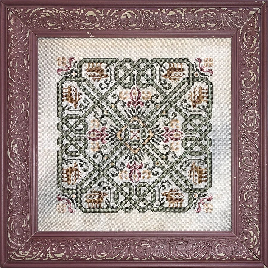 INK CIRCLES "Forest Path" Counted Cross Stitch Pattern, Celtic Design, Deer, Trees, Flowers, Chart, Pattern Only