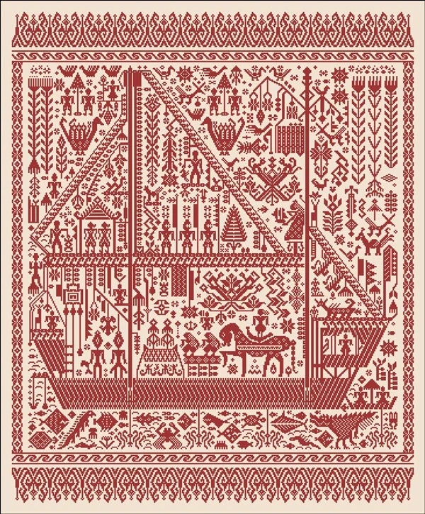 INK CIRCLES "The Big Red Ship of Life" Counted Cross Stitch Pattern, Chart, Sampler, Pattern Only