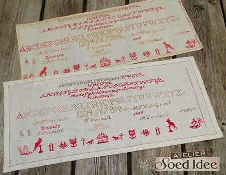 Atelier Soed Idee "FENNA VOSKUIL 1886" Counted Cross Stitch Pattern, Chart, Reproduction Sampler, Pattern Only