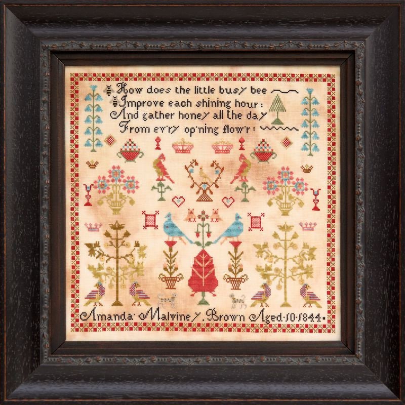 Hands Across The Sea Samplers  "Amanda Malviney Brown 1844"  English Reproduction Sampler  Counted Cross Stitch Pattern  Pattern Only