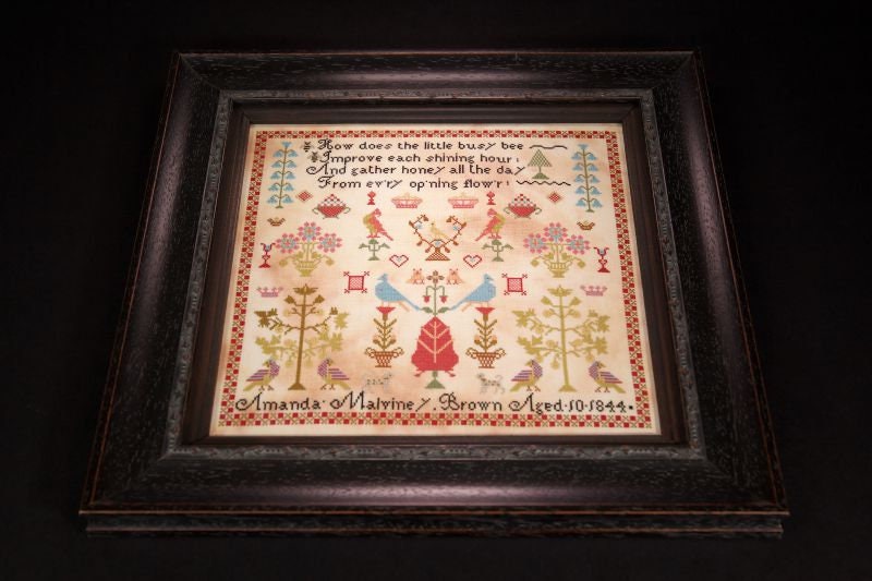 Hands Across The Sea Samplers  "Amanda Malviney Brown 1844"  English Reproduction Sampler  Counted Cross Stitch Pattern  Pattern Only