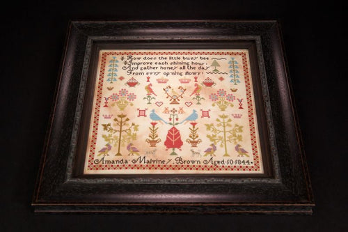 Hands Across The Sea Samplers  "Amanda Malviney Brown 1844"  English Reproduction Sampler  Counted Cross Stitch Pattern  Pattern Only