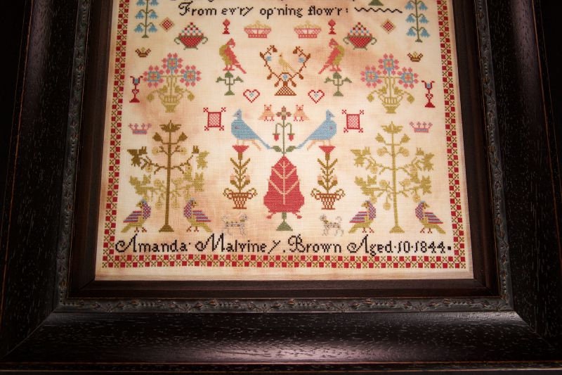 Hands Across The Sea Samplers  "Amanda Malviney Brown 1844"  English Reproduction Sampler  Counted Cross Stitch Pattern  Pattern Only