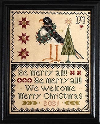 LA~D~DA "Be Merry All"  Counted Cross Stitch Pattern  Chart, Sampler, Pattern Only
