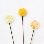 COHANA "OHAJIKI Sewing Pins", Set of 3, Handmade, Coin-Shaped Glass Beads Adorn These Needle-Sharp Pins,  Made in Japan