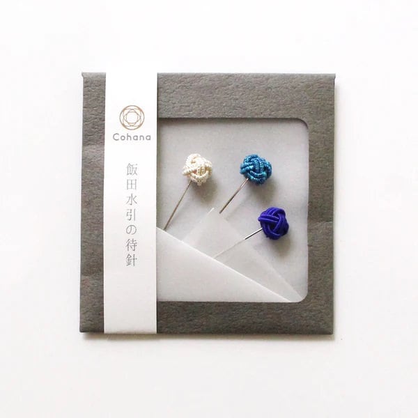 COHANA "Iida Mizuhiki Sewing Pins", Set of 3, Handmade, Made in Japan