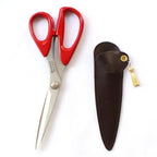 COHANA “Seki Sewing Shears w Shunuri (Red) Lacquered Handles~ Golden Tassel, Stainless Steel Blades w Leather Case, Scissors Made In Japan